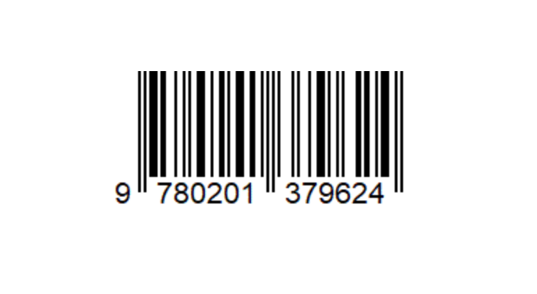 EAN-13 格式条形码的图像。白色和黑线的水平分布